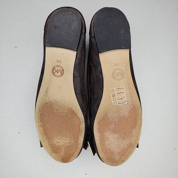 Michael KORS KIERA SIGNATURE PVC BOW MK LOGO  BALLET FLATS Loafers US 9 - Picture 8 of 8